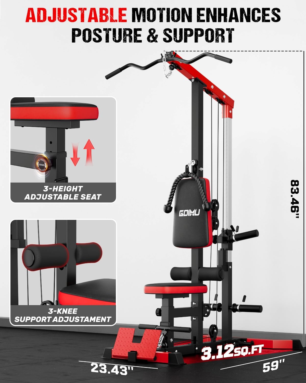 Mesin Kabel LAT Pulldown & Row - Home Gym Lat Pulldown Machine ulasan dan harga