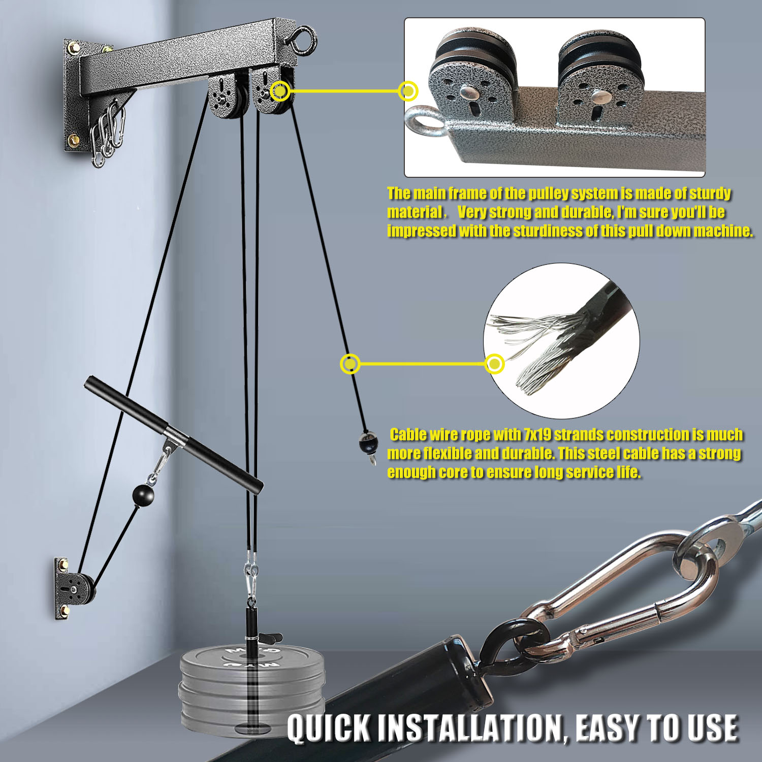 Sistem katrol terpasang di din - Home Gym Cable Machine ulasan dan harga